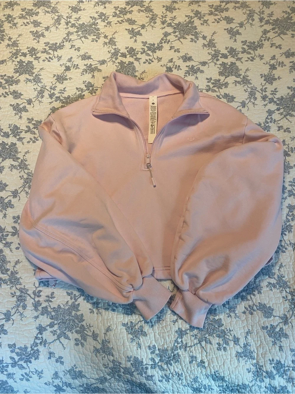 Lululemon Cotton Terry Tennis Half Zip Pink Organza Size Small